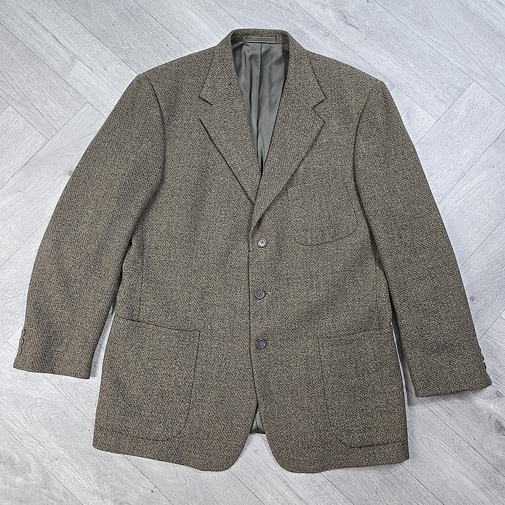VTG Tallia Uomo Smitties Men's 43 Long Sport Coat Olive Three Button Wool Blazer